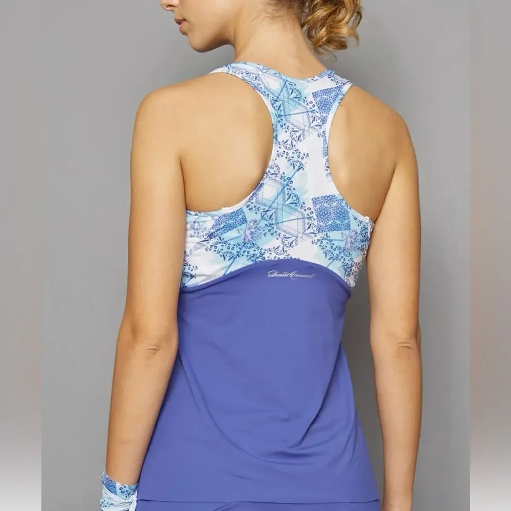 Denise Cronwall Activewear Scotia Print Racerback Tank Top In Blue Size XL